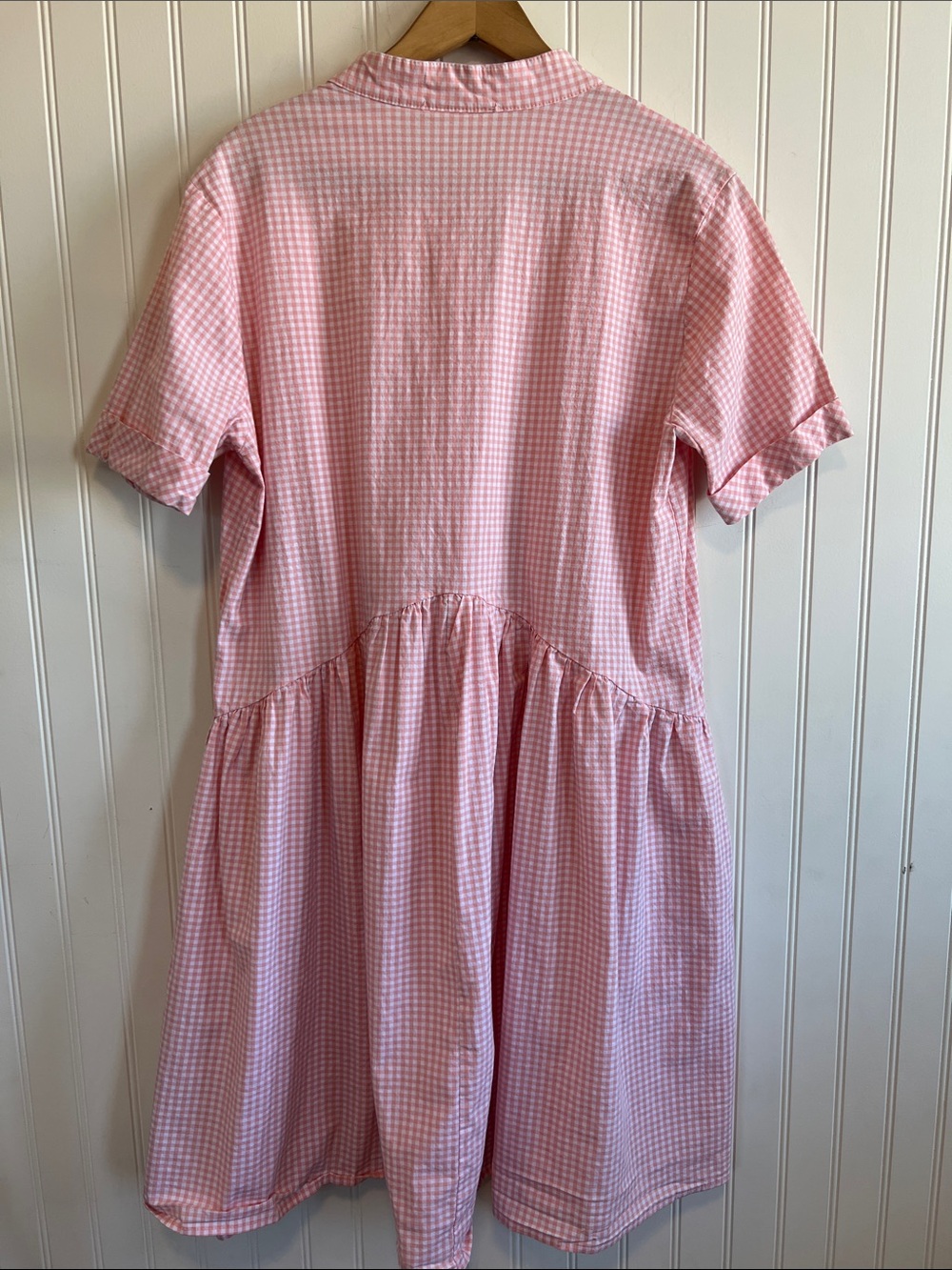 Pink Gingham Short Sleeve Farm Dress with pockets large cottagecore - Picture 5 of 8